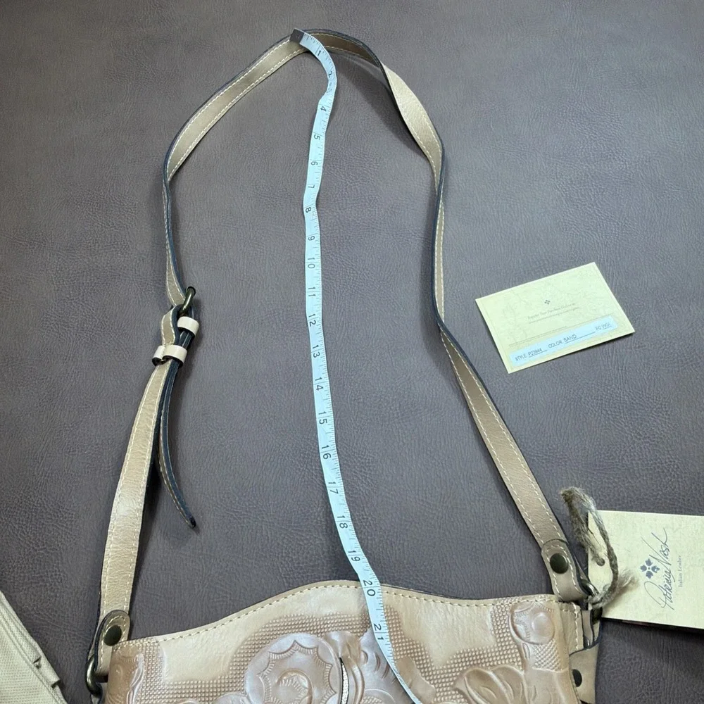 Patricia Nash Crossbody Sling Bag LAVELLO Sand Color Cut Out Floral Leather New!